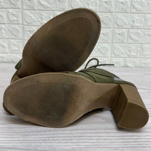 Reaction Kenneth Cole Sandals WMNS 8 Gladiator Lace Up Suede Green Block Heels - Picture 6 of 6